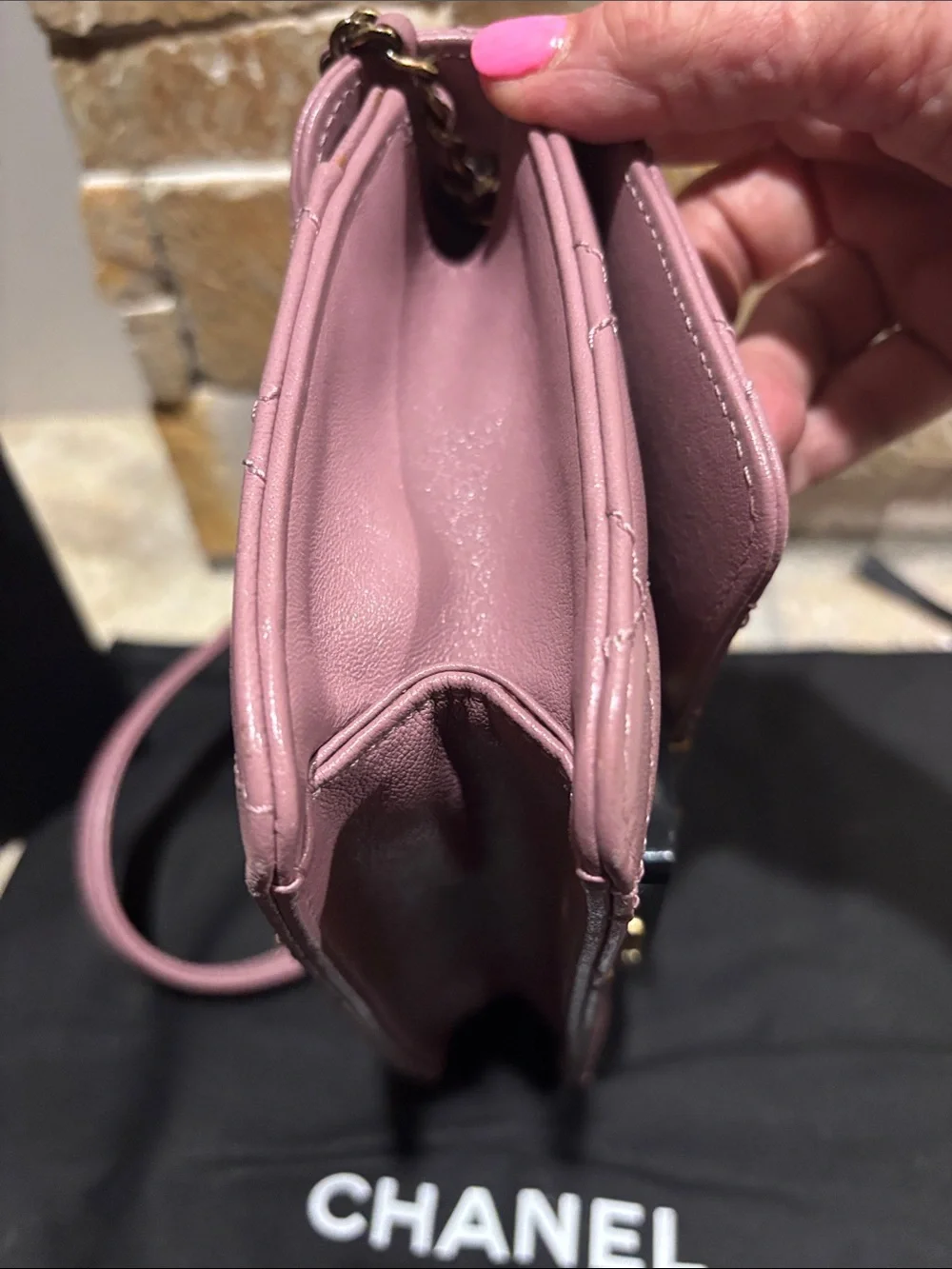 CHANEL Pink Front Flap Caviar Quilted Leather Crossbody Bag